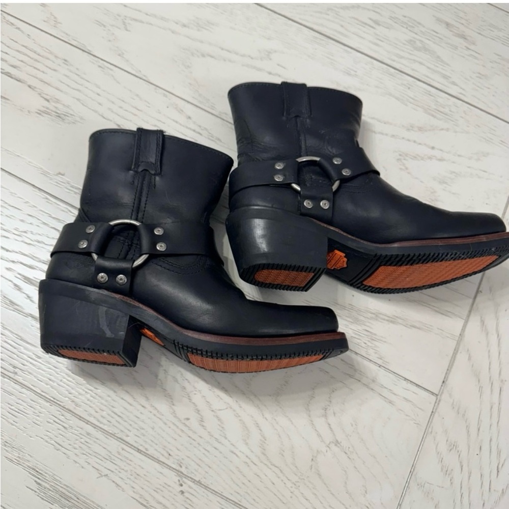Harley-Davidson Black Leather Harness Moto Boots - Picture 4 of 9